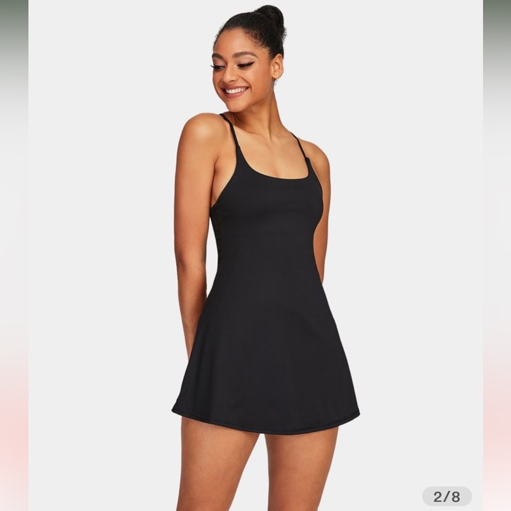 HALARA Black Strappy Skater Dress